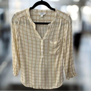 Market Spruce casual Beige Checkered Blouse